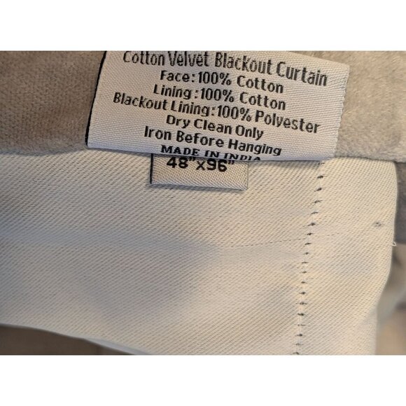 Quince Cotton Velvet Room Darkening Curtain Color Light Grey Size 48x96 -NEW- - Picture 4 of 7